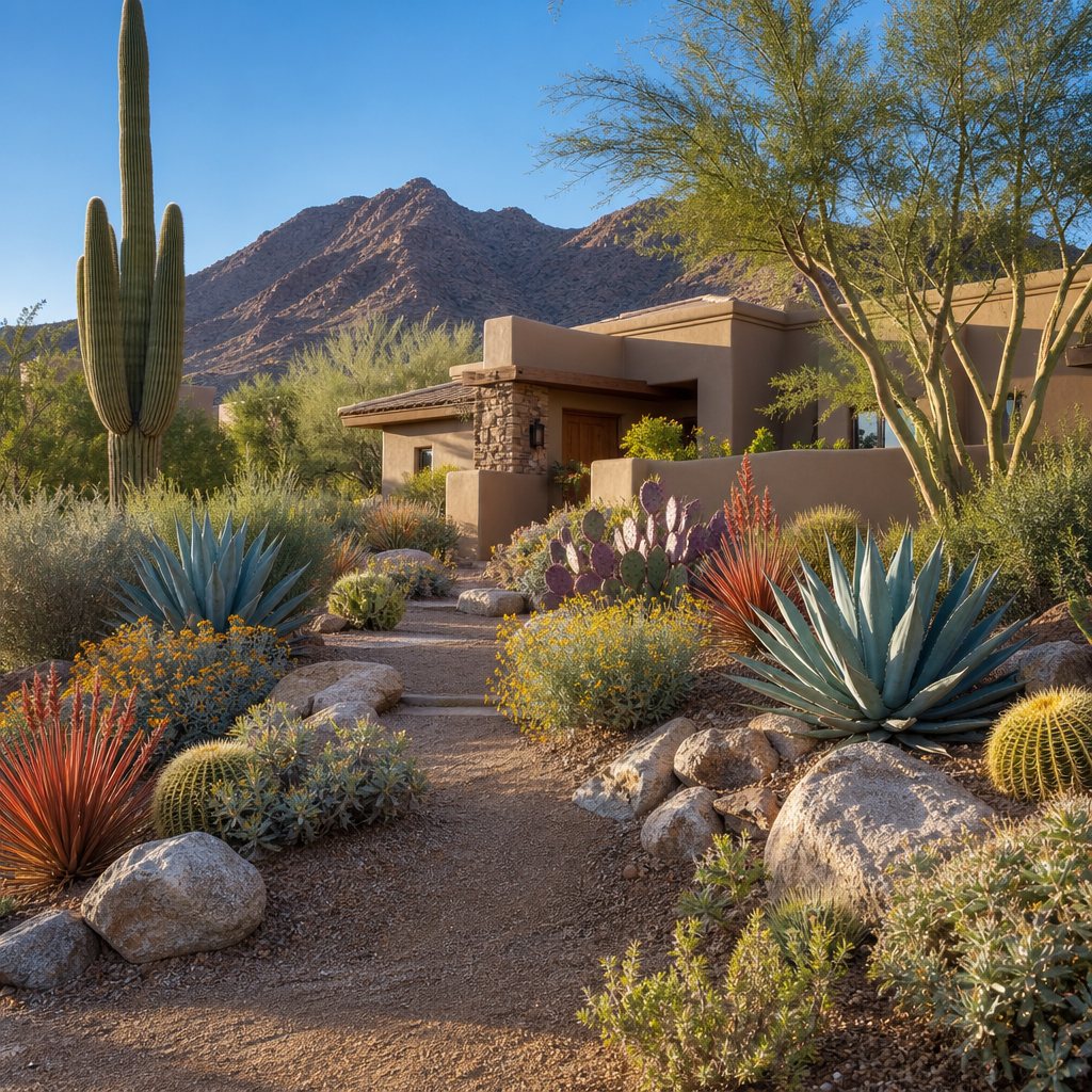 Finished desert landscape on a Gilbert, Maricopa County property