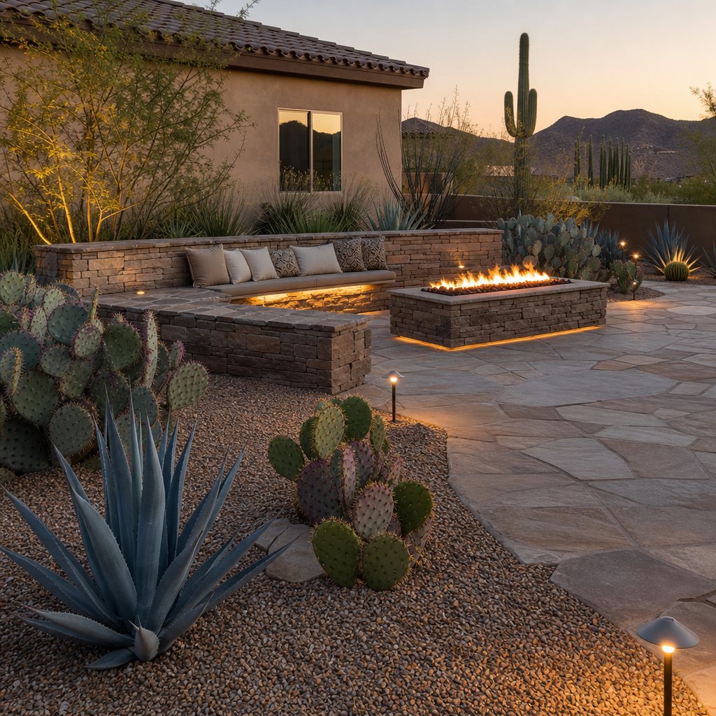 Desert front-yard hardscape on a Glendale, Maricopa County property