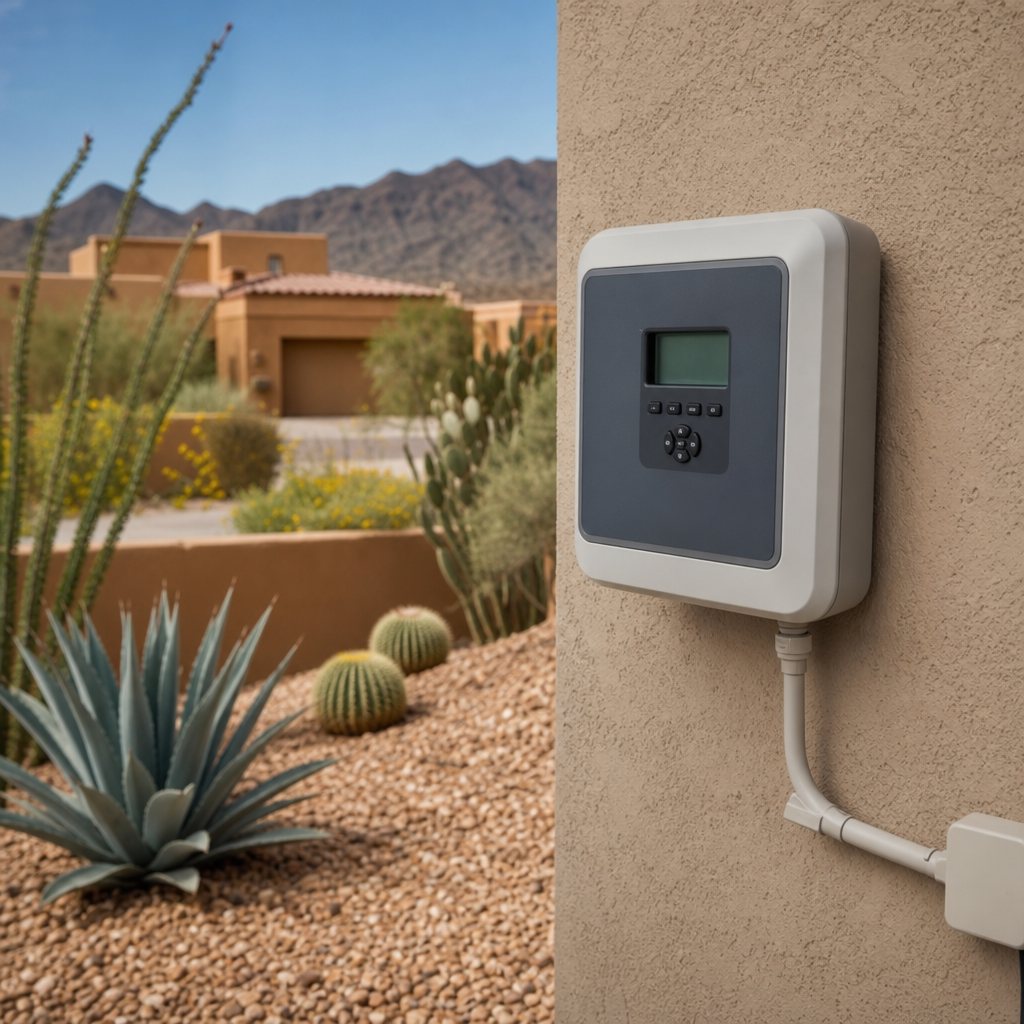Smart drip controller on a Chandler desert lot